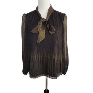Nanette Lepore Shimmery Black and Gold Blouse Size Small